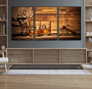 Rustic Whiskey and Barrel Canvas Print