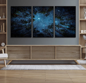 Forest and Stars Wall Art Canvas Print