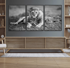 King Forest Lion Wall Art Canvas Print – Framed Majestic