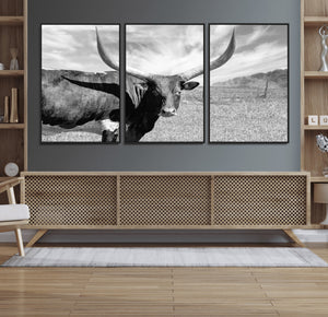 Cattle Wall Art Longhorn Cow Canvas Print