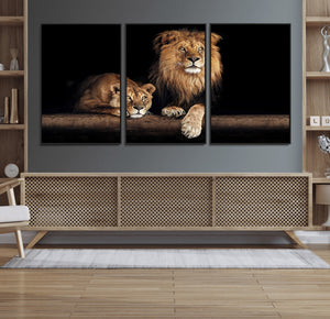 Lion Canvas Wall Art – Majestic Animal Print Artwork for