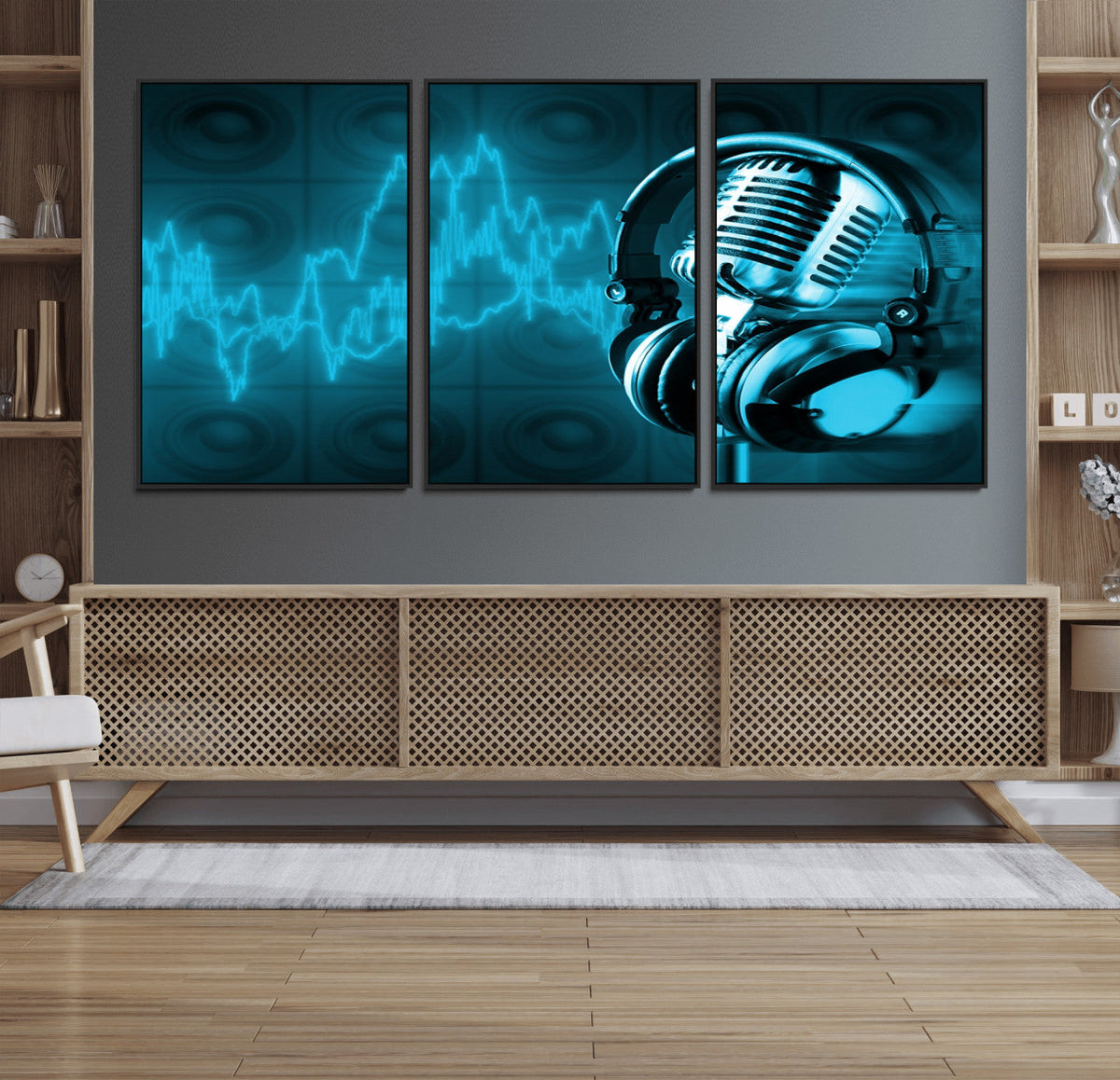 Music and Microphone Wall Art Canvas Print