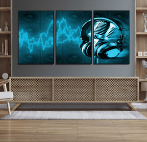 Music and Microphone Wall Art Canvas Print