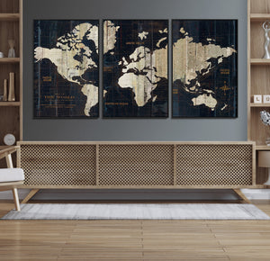 World Map Canvas Print – Detailed Map of the World Wall Art