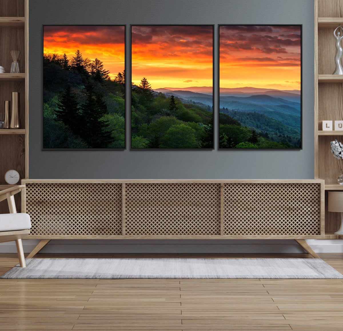 Forest Landscape Wall Art Sunset Canvas, Forest Sunset