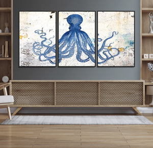 Octopus Canvas Wall Art | Coastal Marine Life Artwork for