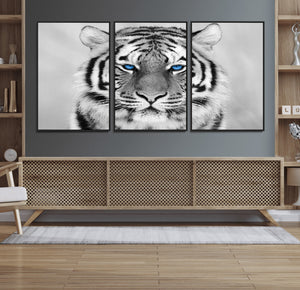 Black and White Tiger Wall Art Animal Canvas Print