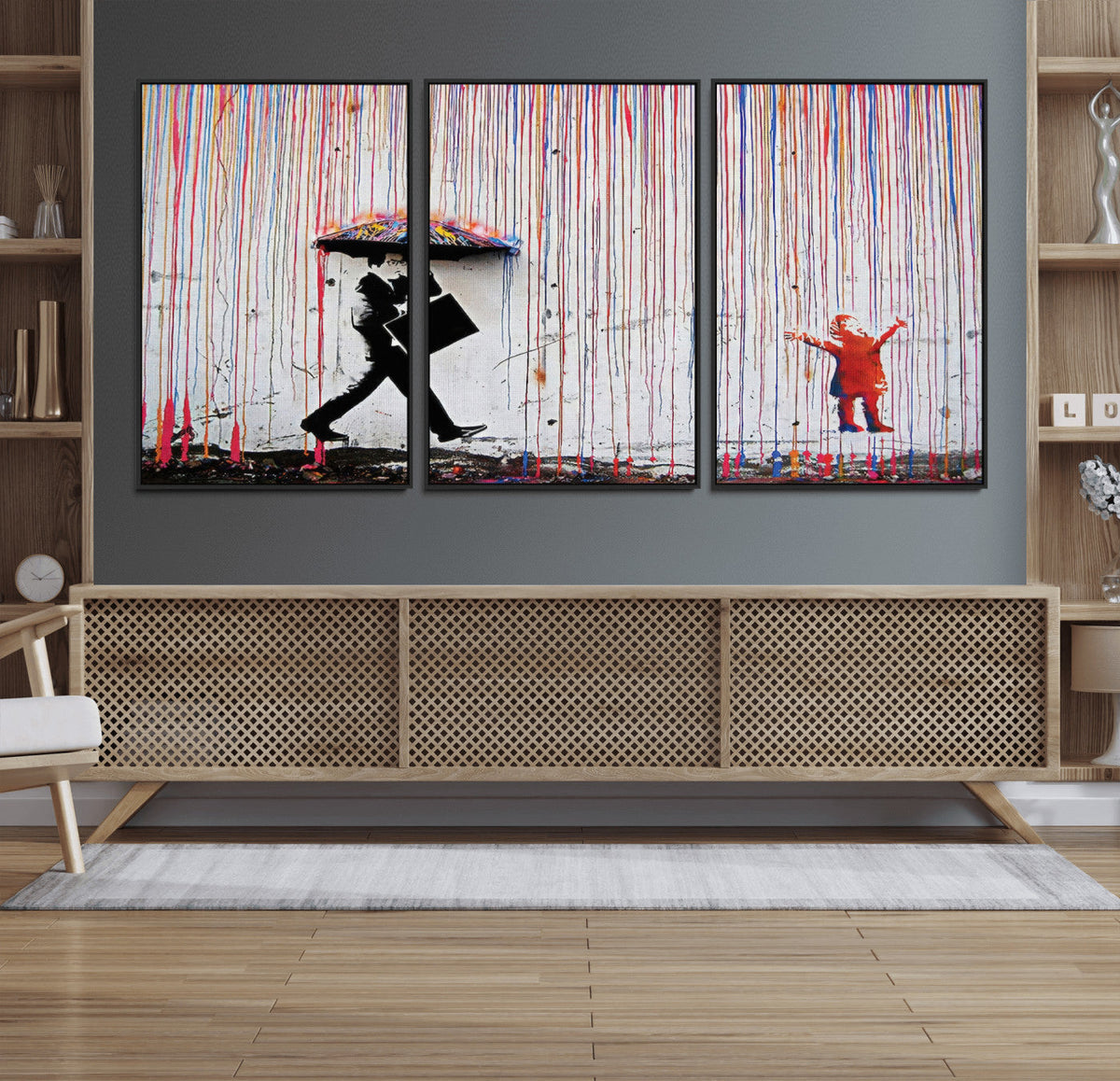 Banksy Wall Art Canvas Print, Framed Graffiti Art Picture