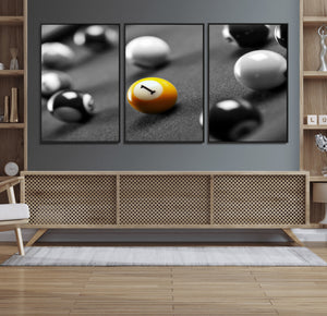 Wall Art Pool Table and Balls Canvas Print