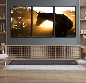Horse at Sunset Wall Art Animal Canvas Print