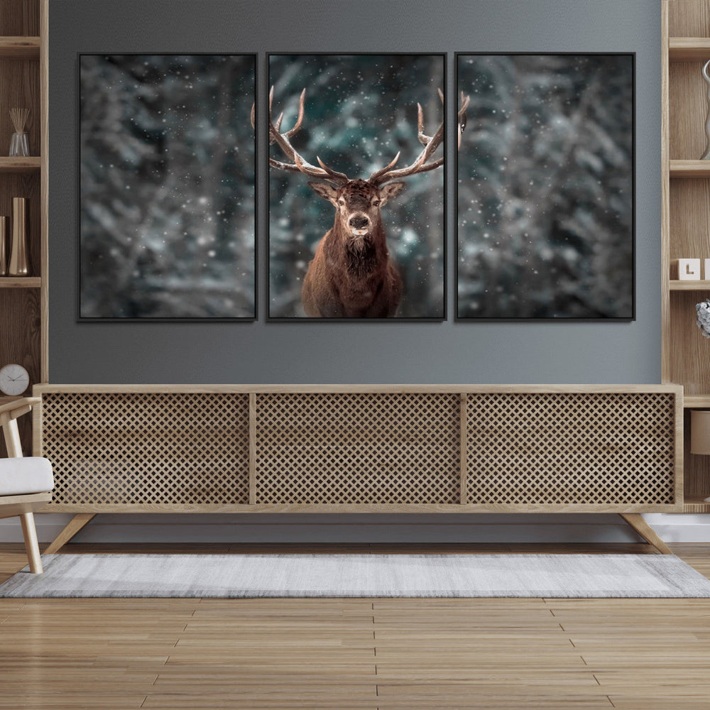 Wall Art Deer Art Animal Canvas, Framed Wall Art Deer Canvas