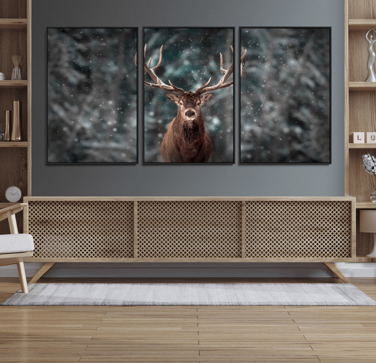 Wall Art Deer Art Animal Canvas, Framed Wall Art Deer Canvas