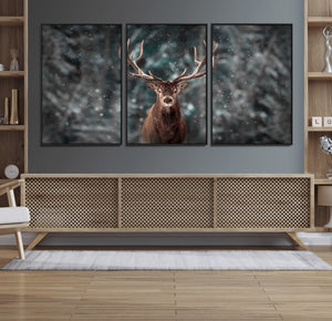 Wall Art Deer Art Animal Canvas, Framed Wall Art Deer Canvas