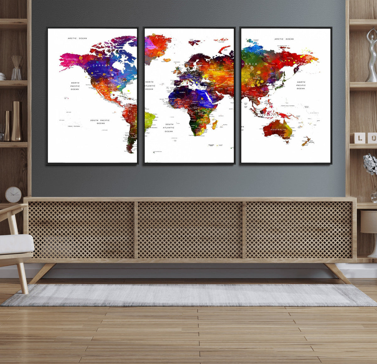 World Map Canvas Print – Detailed Map of the World Wall Art