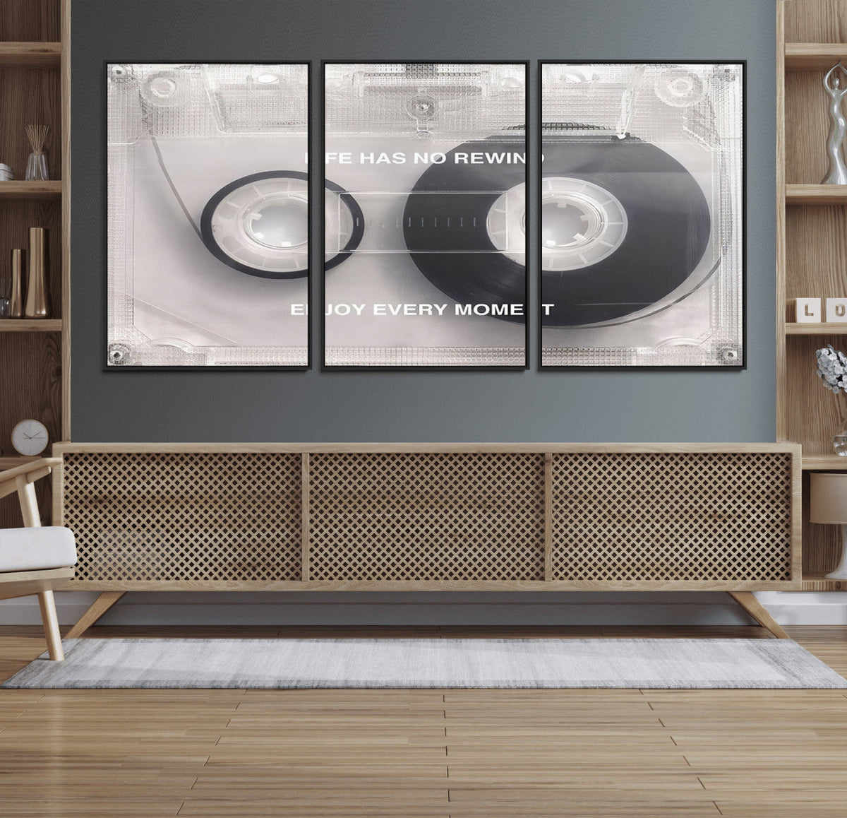 Vintage Cassette Tape Canvas Wall Art - Inspirational 'Life