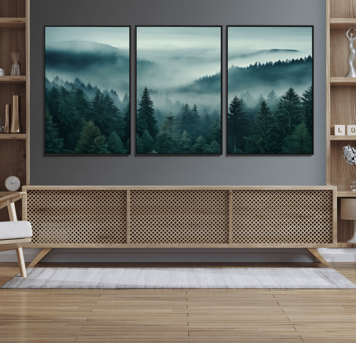Captivating Misty Foggy Forest Wall Art Premium Canvas Print