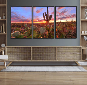 Arizona Desert Wall Art Canvas Print - Framed Deser Sunset