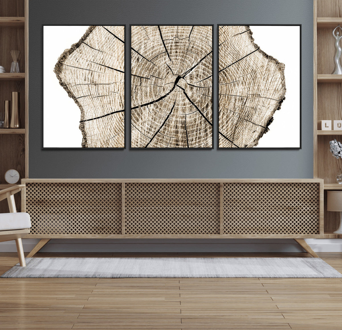 Abstract Wood Tree Ring Wall Art - Ready to Hang Minimalist