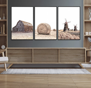Farm Prints Set, Set of 3 Farmhouse Wall Art, Country House