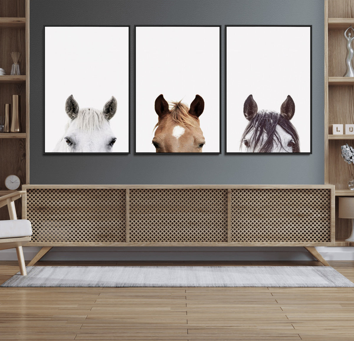 Horse Prints Set, Set of 3 Horse Wall Art, Horses Portraits,