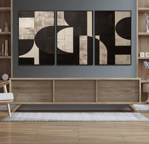 Abstract Brown Wabi Sabi Canvas Print Set – Minimalist