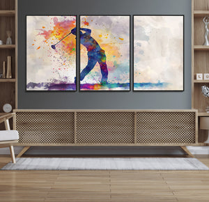 Watercolor Golf Swing Wall Art Canvas Print | Vibrant