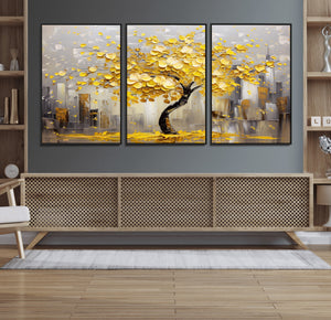 Golden Tree Canvas Print | Abstract Wall Art for Modern