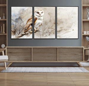 Barn Owl Wall Art | Watercolor Canvas Print | Perfect for