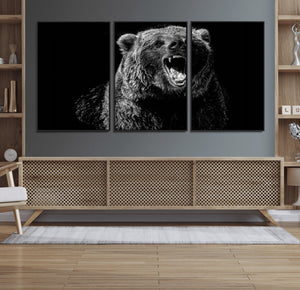 Bear Canvas Print | Wildlife Wall Art for Cabin Decor |
