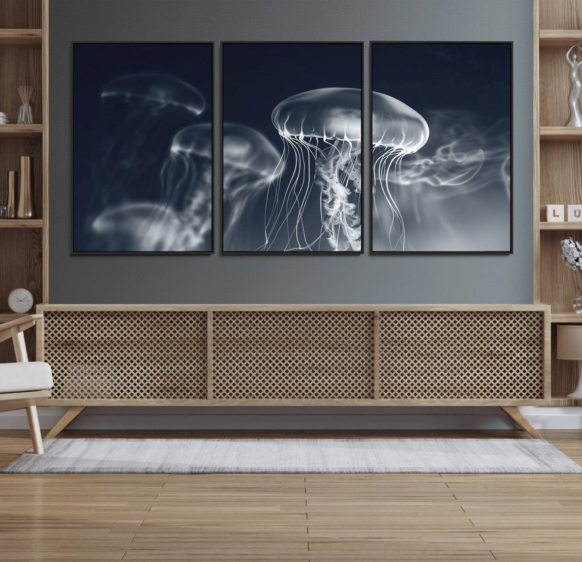 Jellyfish Wall Art Canvas Print, Modern Abstract Jellyfish