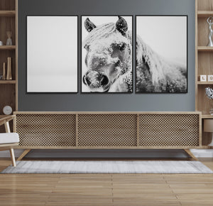 White Horse Wall Art | Ready to Hang and Framed | Winter