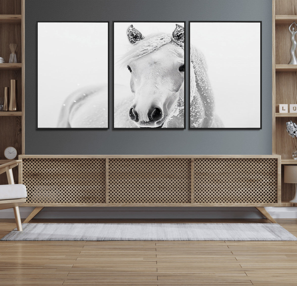 Majestic White Horse Wall Art | Ready to Hang and Framed |