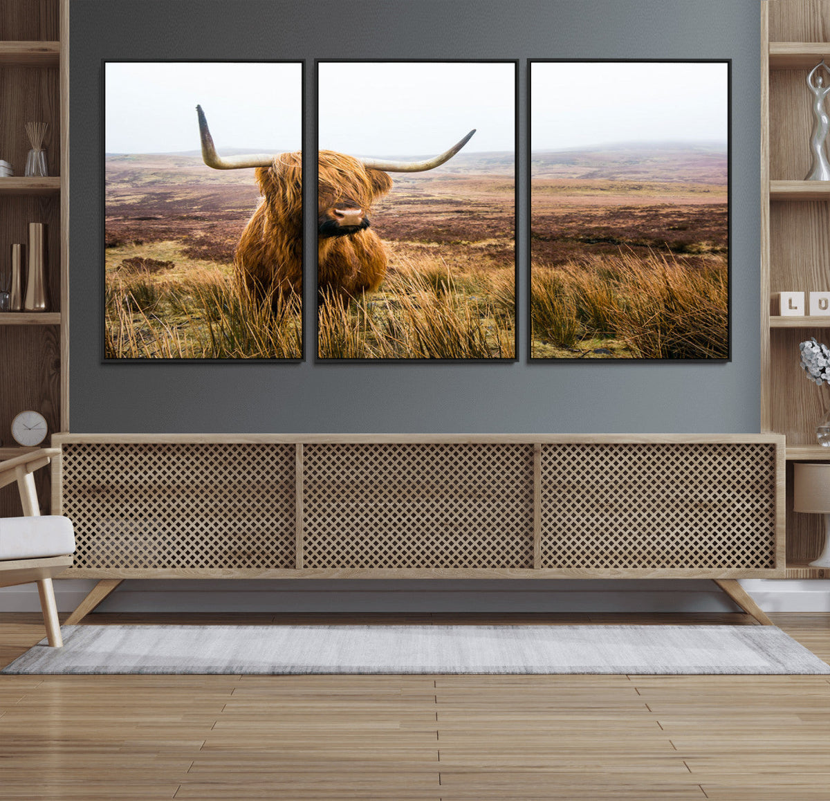 Scottish Highland Cow Canvas Wall Art – Rustic Farmhouse