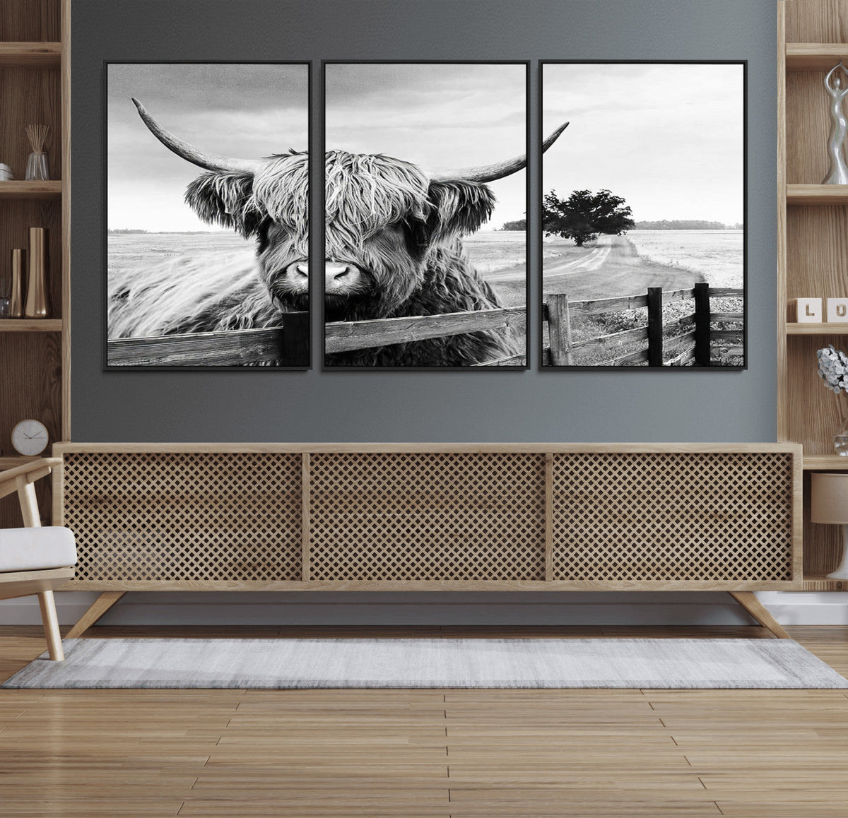 Scottish Highland Cow Wall Art | Rustic Farmhouse Décor |