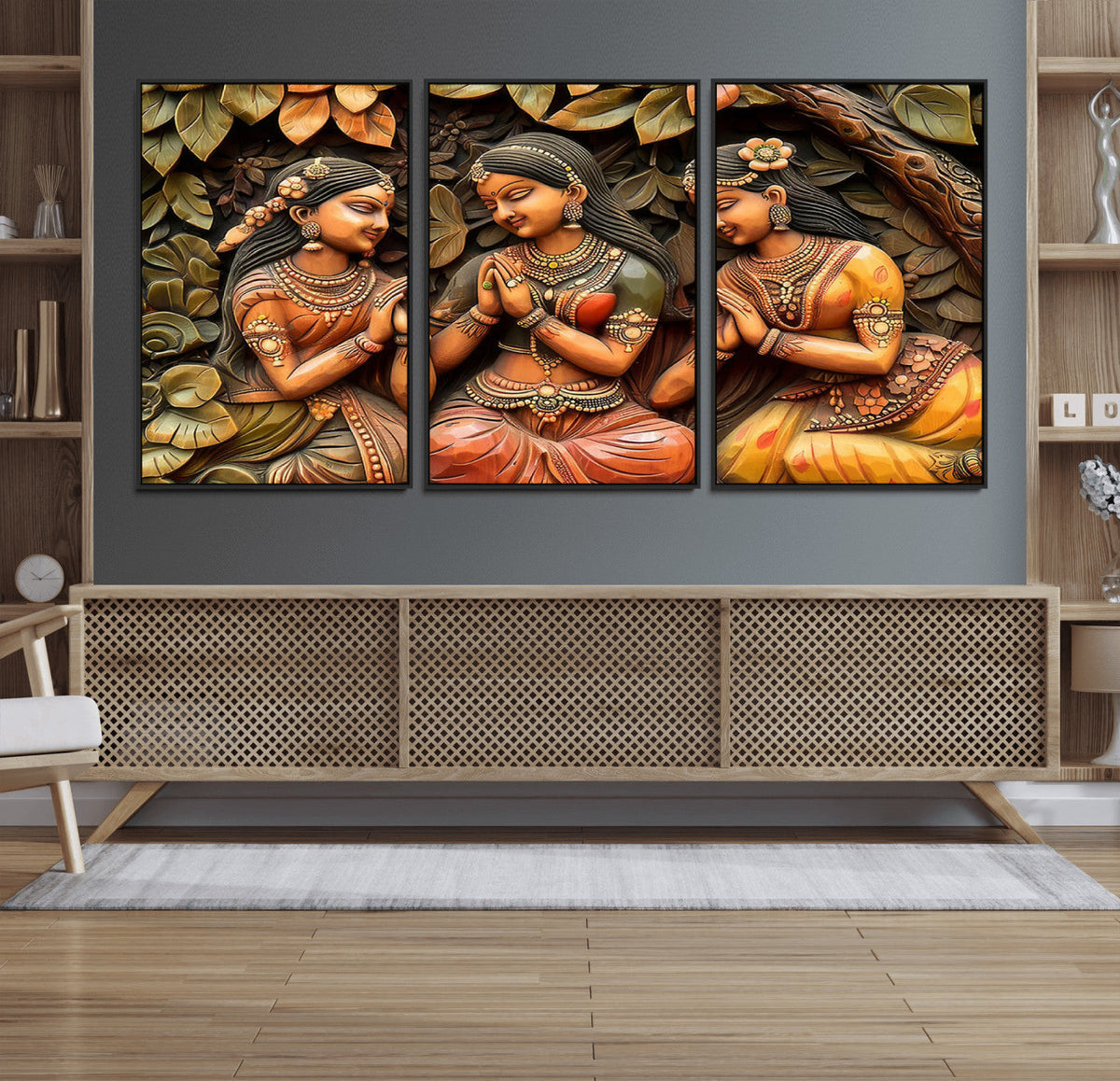 Indian Woman Statue Wall Art Canvas Print