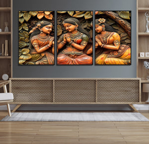 Indian Woman Statue Wall Art Canvas Print