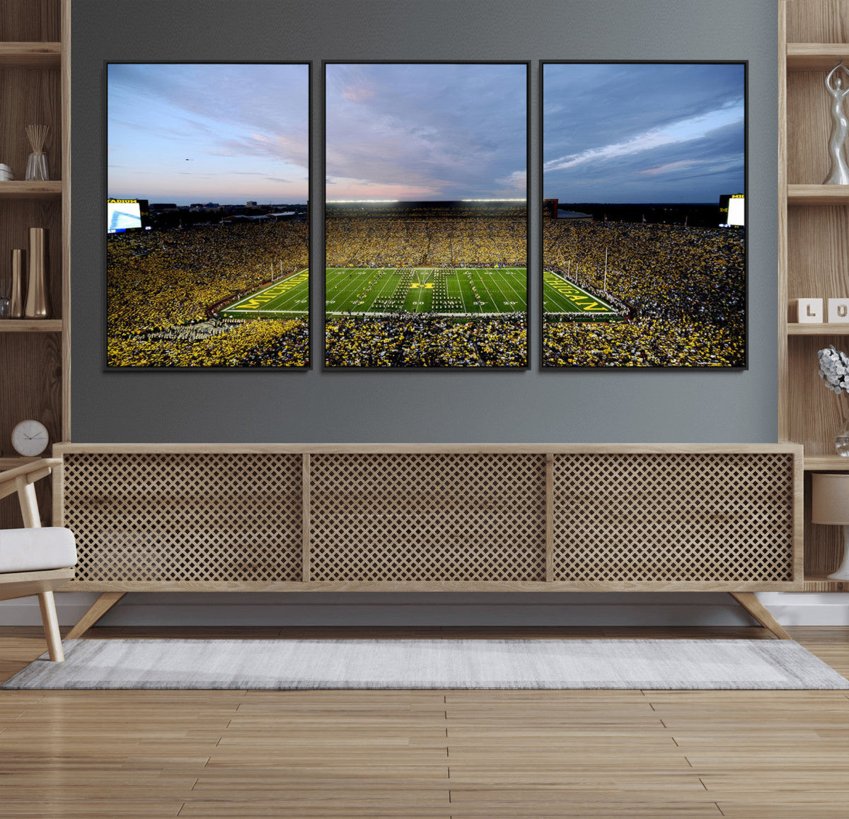 Michigan Stadium Wall Art Canvas Print, Vibrant Game Day