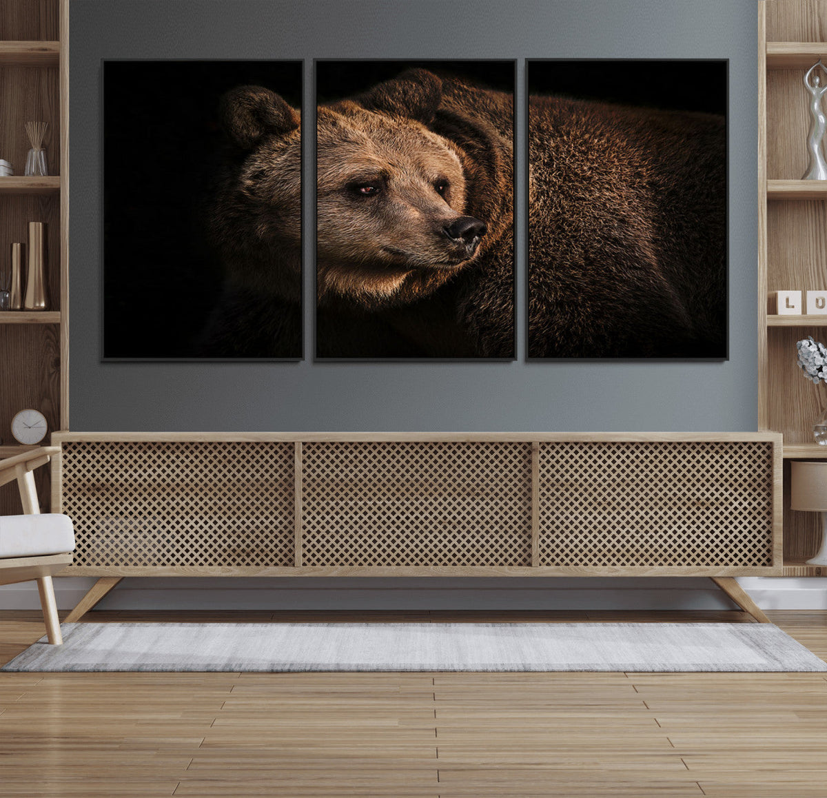 Wild Grizzly 399 Bear Canvas Wall Art Print, Bear Animal