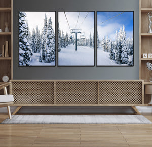Winter Ski Lift Wall Art Print - Landscape Wall Art | Snowy