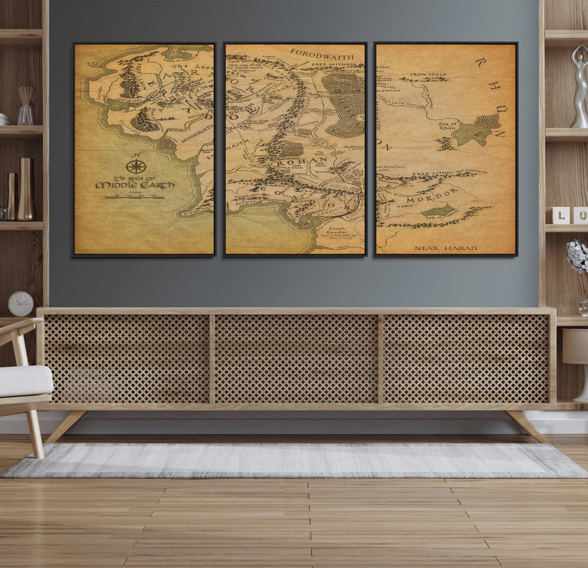 Middle Earth Map Canvas Wall Art – Vintage Fantasy Map