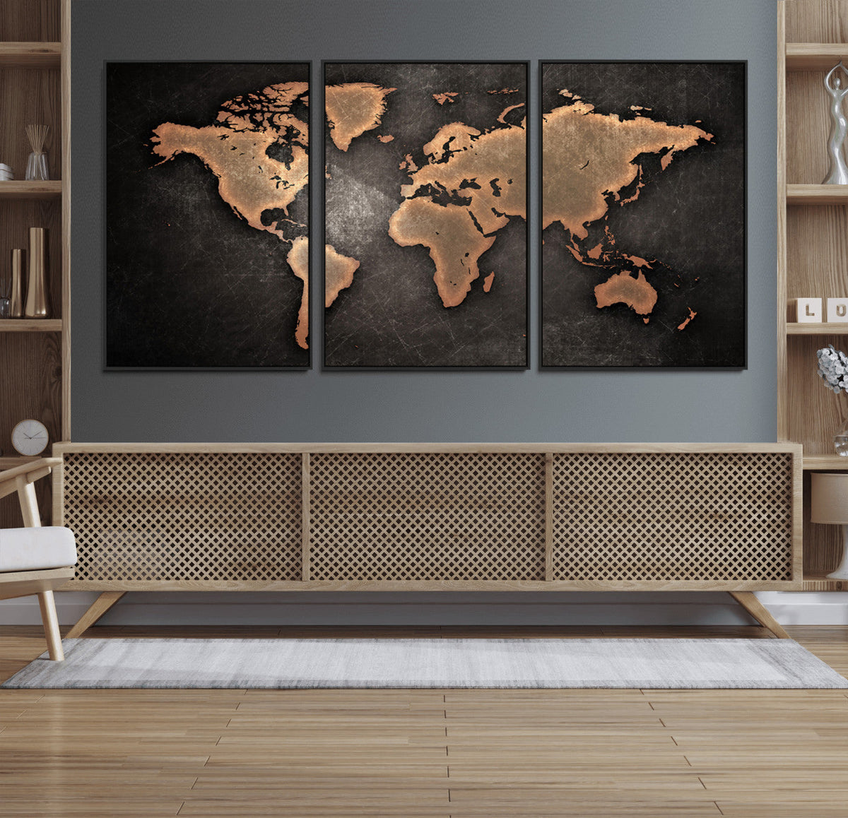 World Map Canvas Print – Framed Travel Map Wall Art for