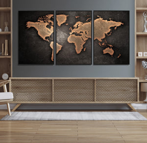 World Map Canvas Print – Framed Travel Map Wall Art for