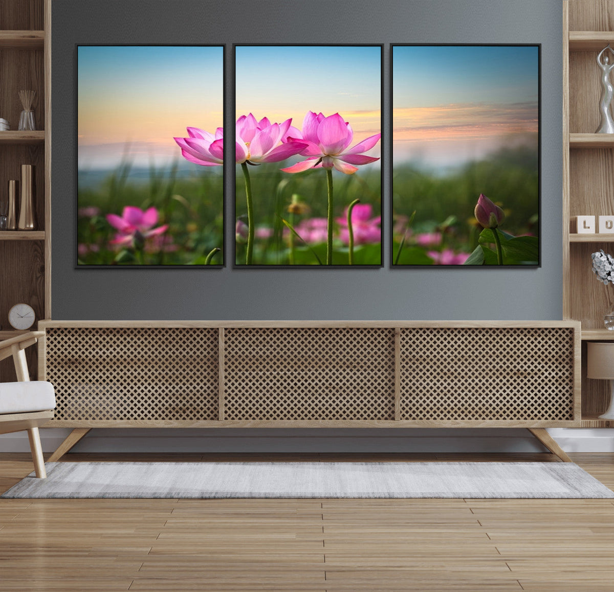 Pink Flower on the Mountain Canvas Print, Framed Pink Flower