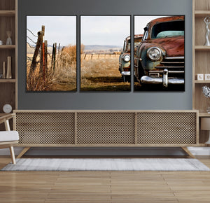 Old Rustic Classic Car Wall Art Canvas Print