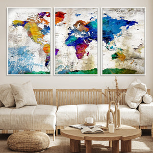 World Map Canvas Print – Framed Travel Map Wall Art for