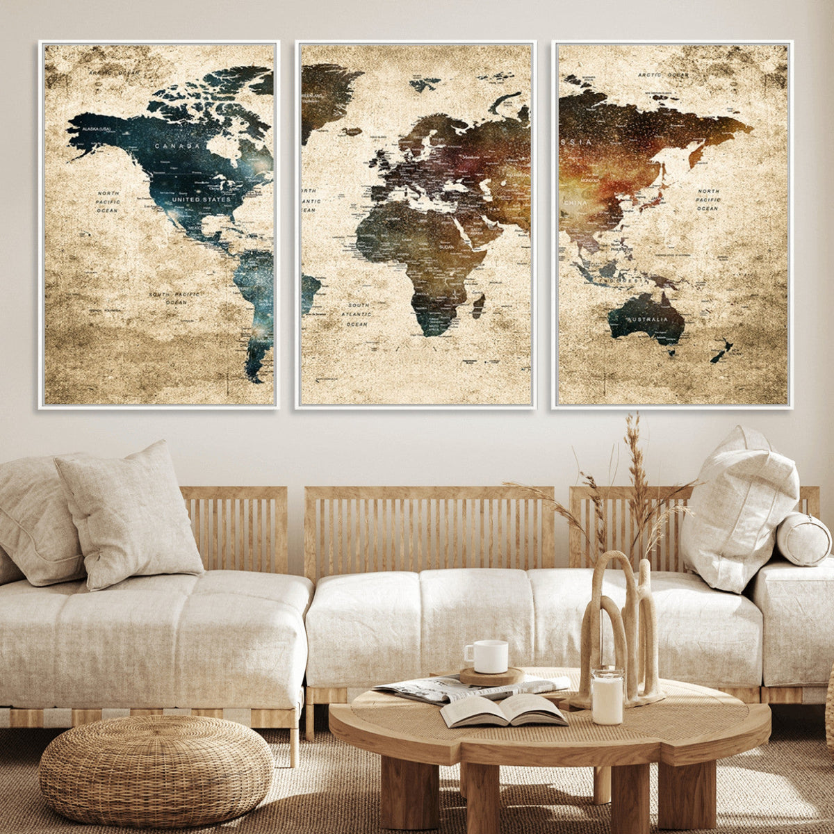 World Map Canvas Print – Detailed Map of the World Wall Art