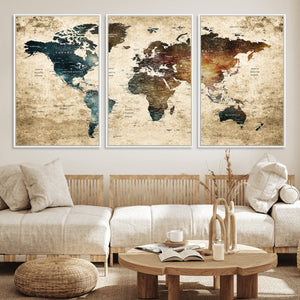 World Map Canvas Print – Detailed Map of the World Wall Art