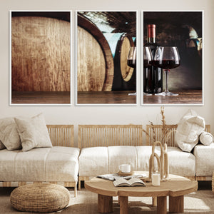 Wine and Barrel Wall Art Canvas Print