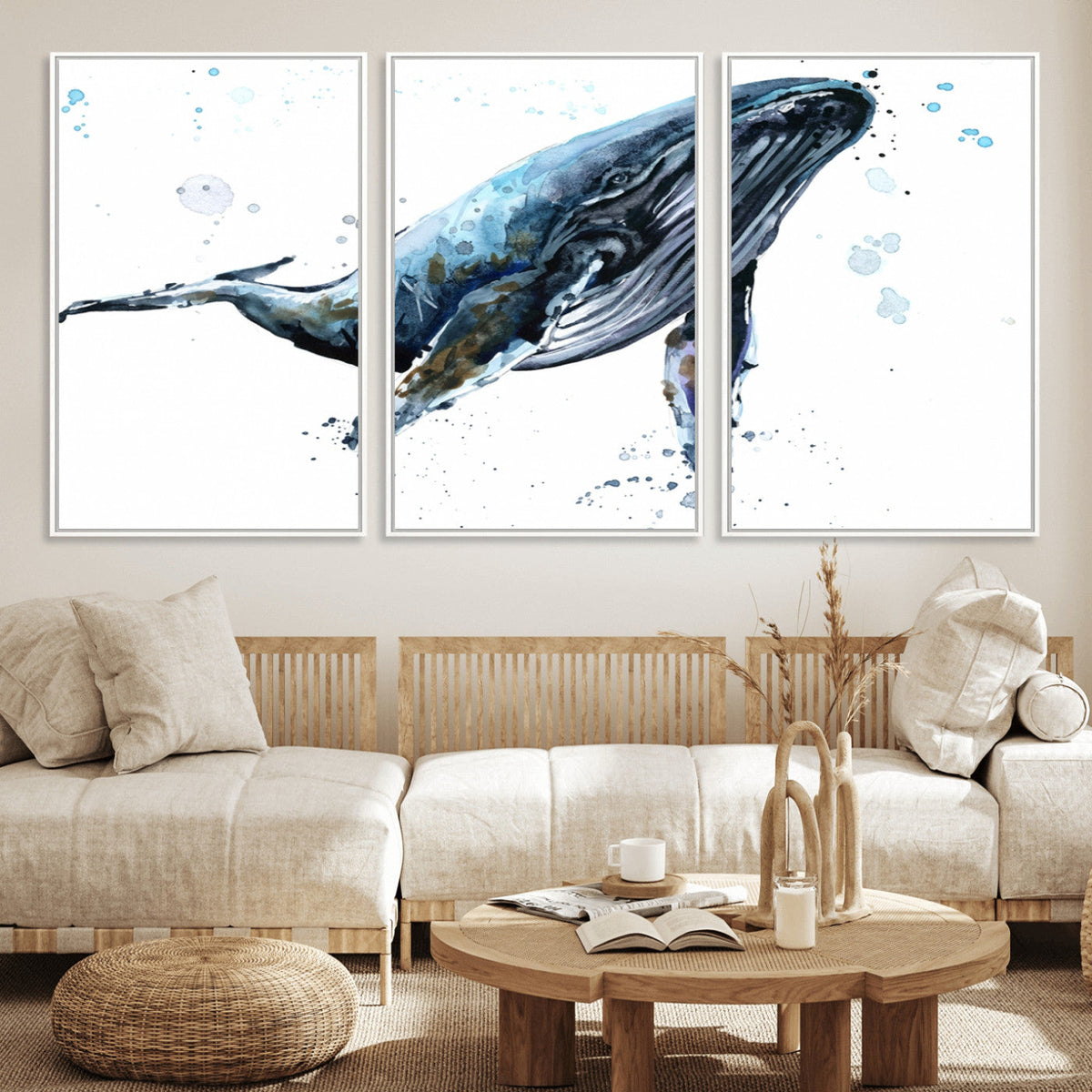 Watercolor Whale Wall Art Canvas Print