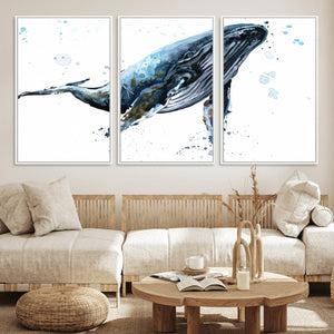 Watercolor Whale Wall Art Canvas Print